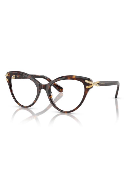 Swarovski 53mm Cat Eye Optical Glasses In Havana