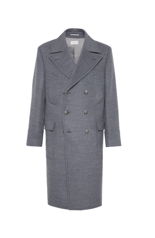 Shop Brunello Cucinelli One-and-a-half-breasted Coat In Medium Grey