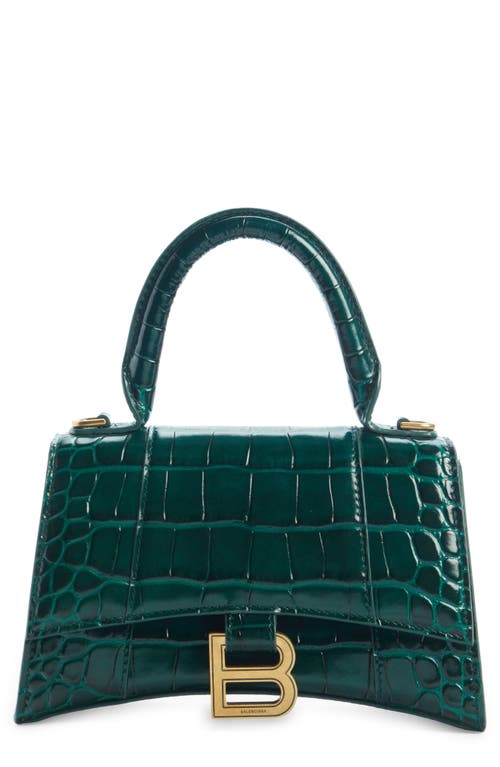 Balenciaga Extra Small Hourglass Leather Top Handle Bag in Forest Green at Nordstrom