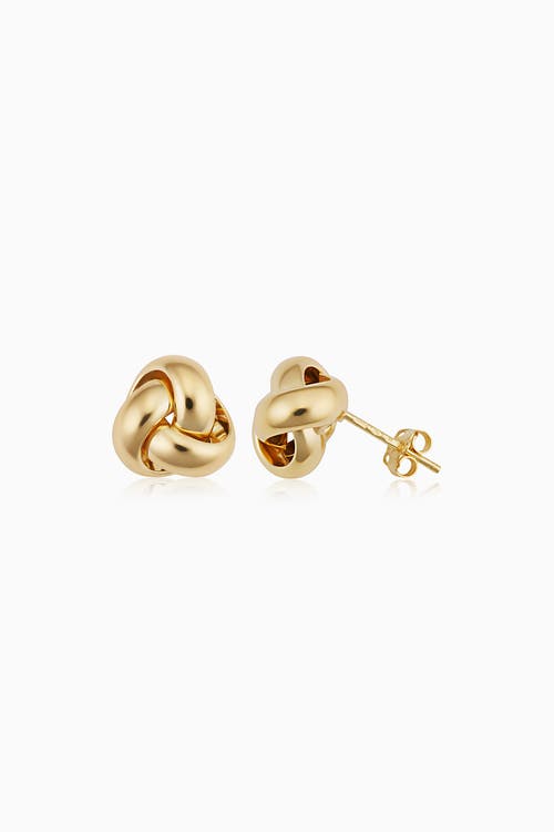 Shop Oradina 18k Yellow Gold Knotted Love Studs