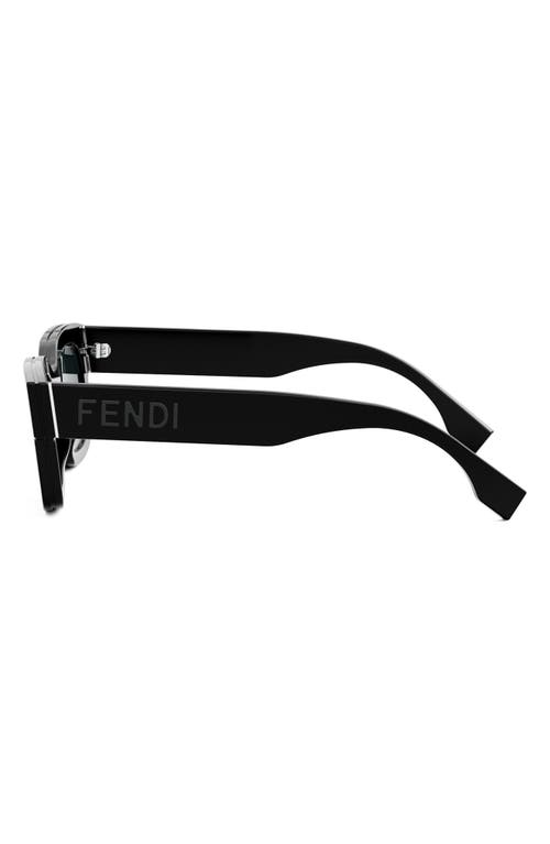 Shop Fendi ' Signature 50mm Rectangular Sunglasses In Shiny Black/blue