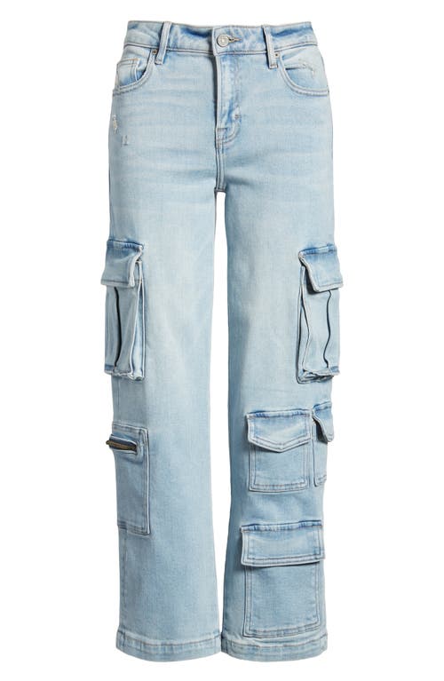 Hidden Jeans Mid Rise Ankle Straight Leg Cargo Jeans In Light Wash