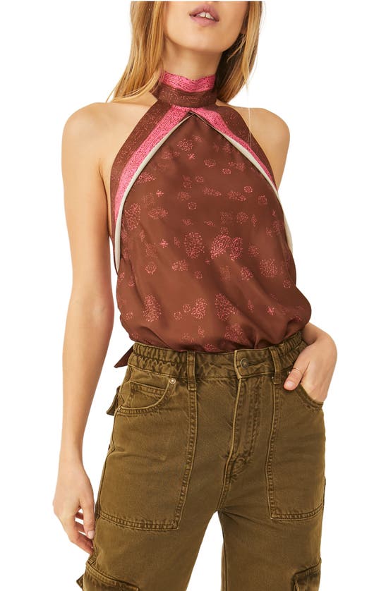Free People 1 Thing Halter Neck Bodysuit In Juicy Combo