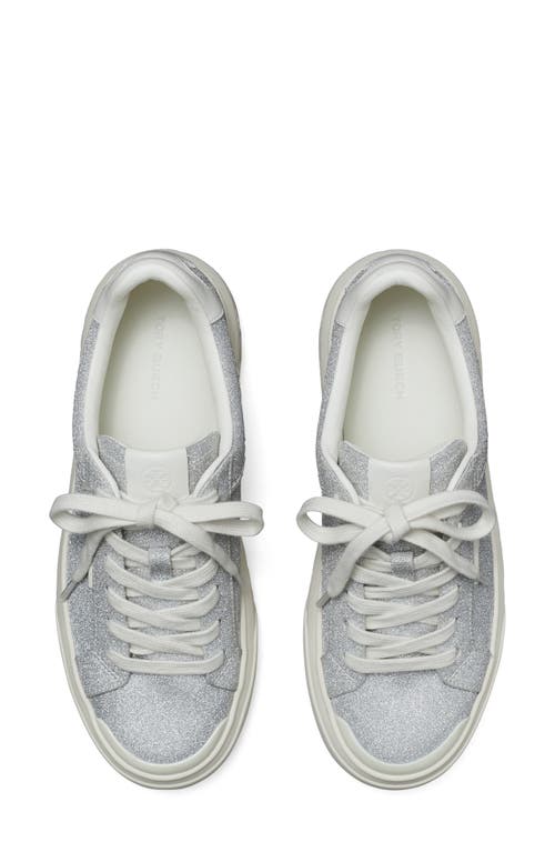 Shop Tory Burch Ladybug Sneaker In Silver Glitter/blanc