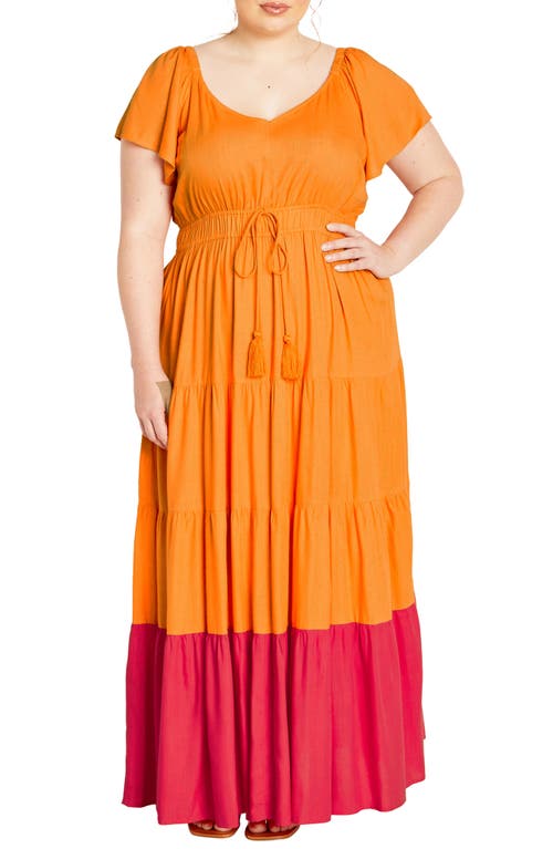 City Chic Colorblock Maxi Dress In Orange