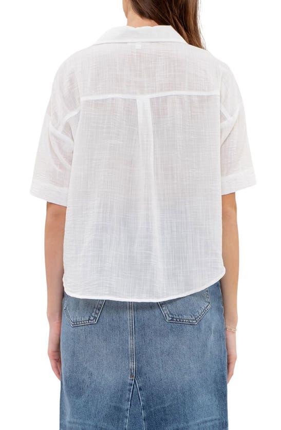 Shop Blu Pepper Gauze Short Sleeve Button-down Shirt In White