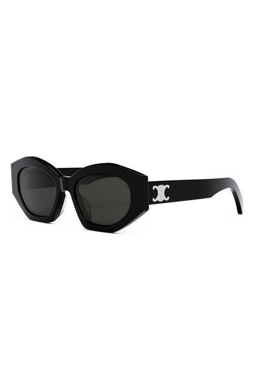 Celine Triomphe Logo Acetate Cat-eye Sunglasses In Shiny Black