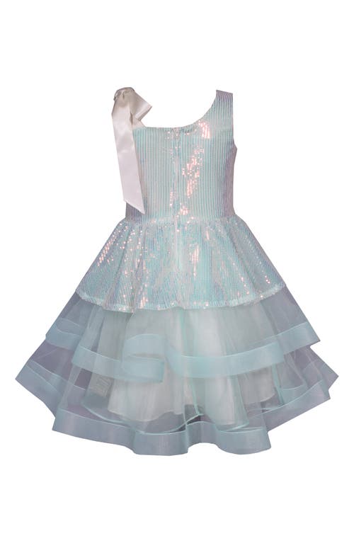 Shop Iris & Ivy Kids' One-shoulder Sequin Party Dress In Aqua