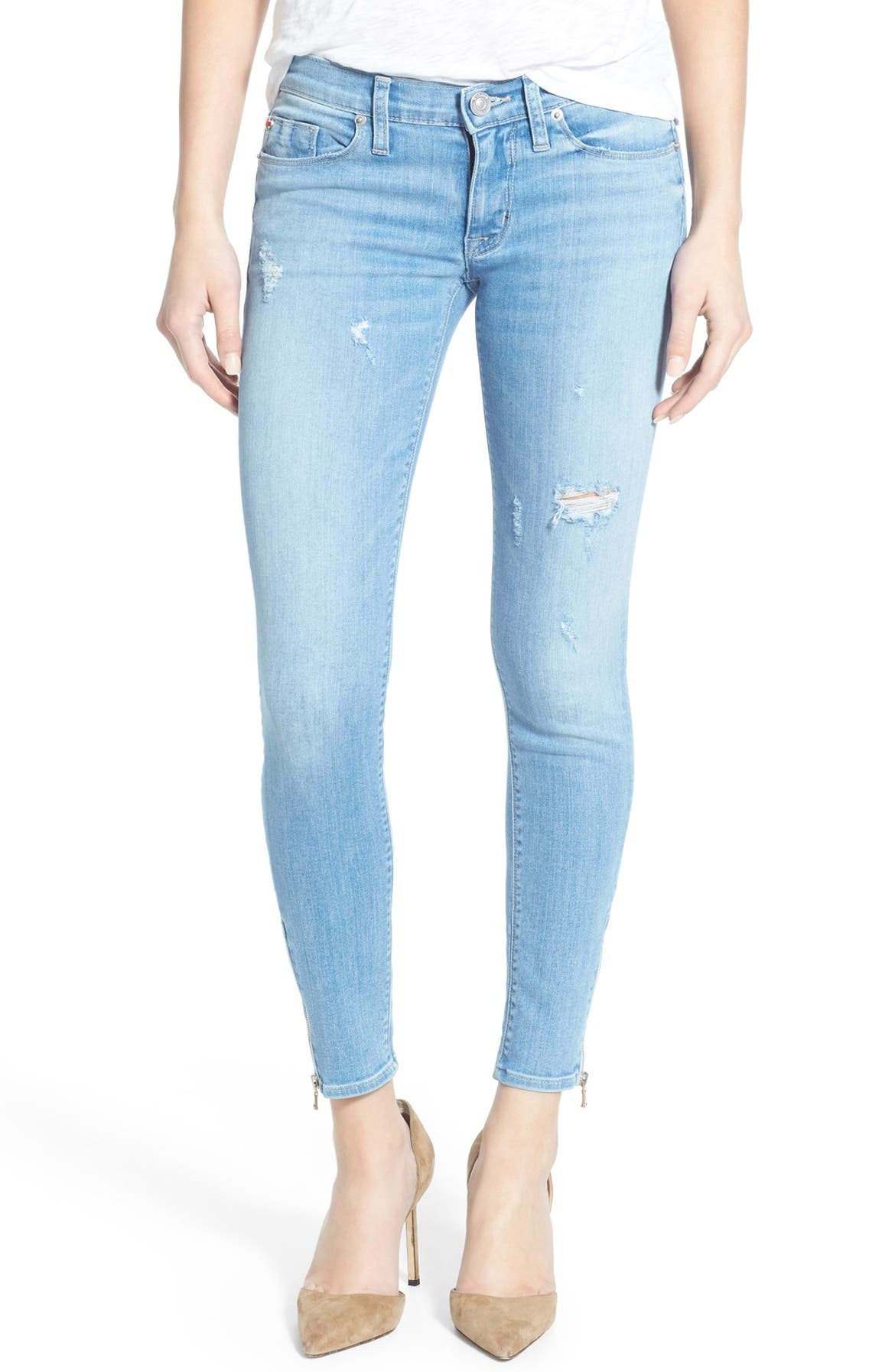 Hudson Jeans 'Krista' Ankle Zip Super Skinny Jeans (Tradewind) | Nordstrom