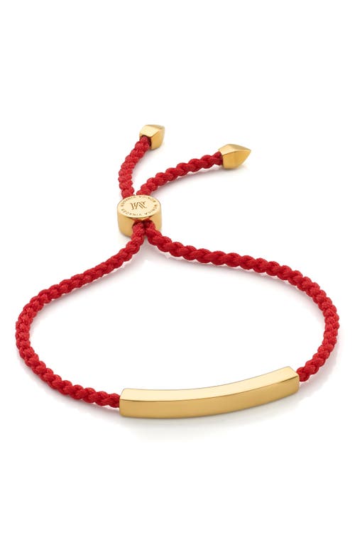 Monica Vinader Engravable Linear Bar Friendship Bracelet In Gold/coral