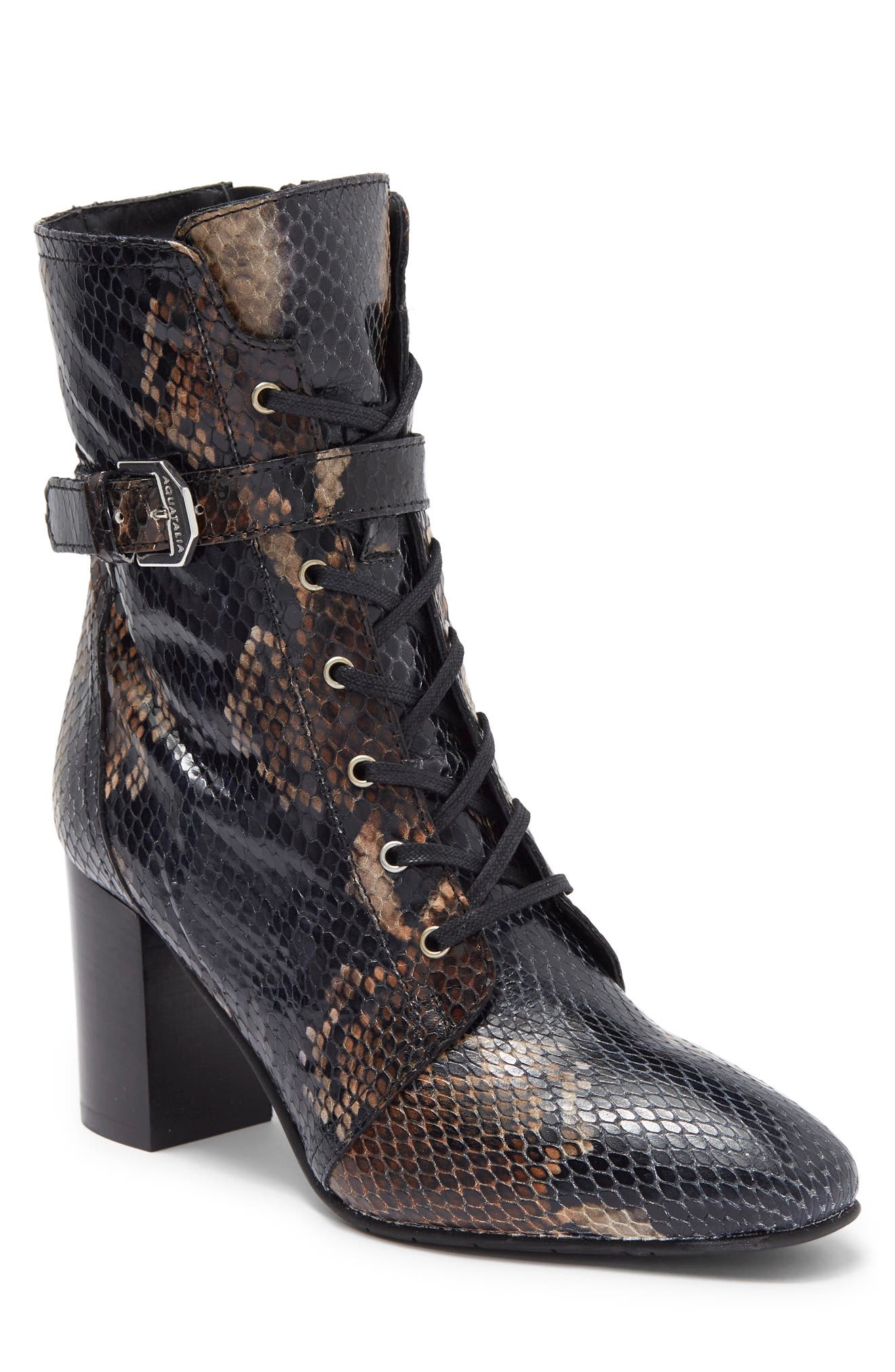 Aquatalia Fawn Lace up Bootie In Caramel Black ModeSens