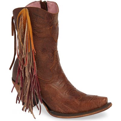 Lane Boots X Junk Gypsy Fringe Western Bootie- Brown