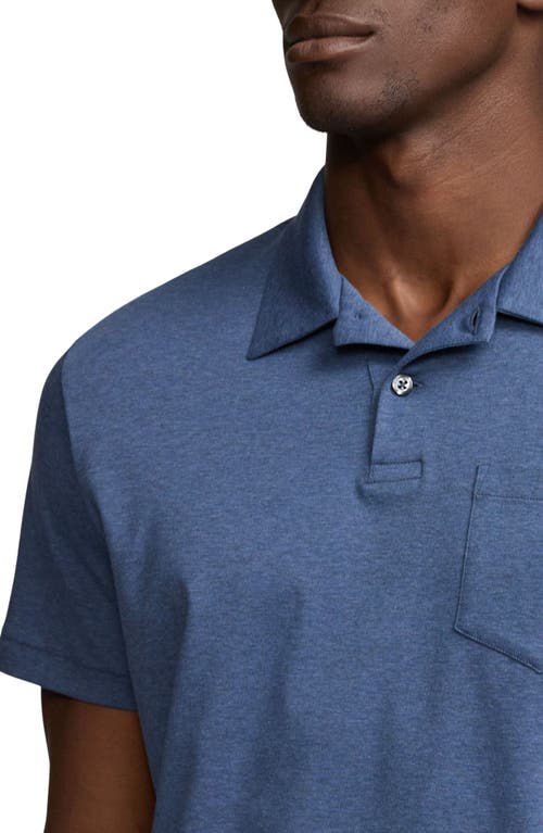 Shop Ralph Lauren Purple Label Solid Cotton Pocket Polo In Supply Blue Melange