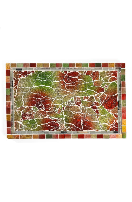 Tiramisu Decorative Mosaic Accent Tray In Red Multicolor