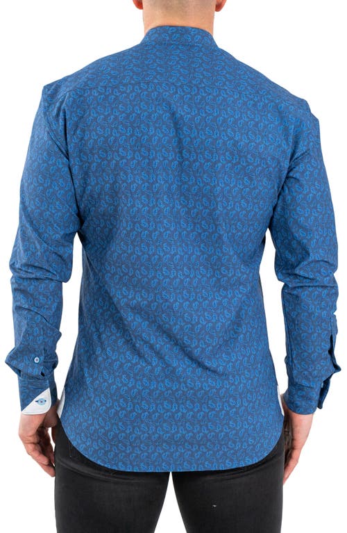 Maceoo Einstein Stretch Oceanic Button-up Shirt In Blue