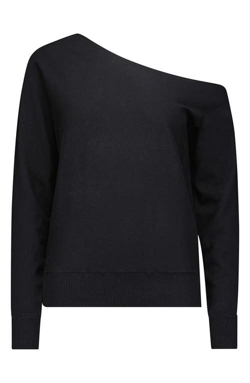 Shop Minnie Rose One-shoulder Cotton & Cashmere Sweater In Black