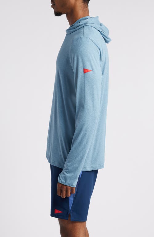 Shop Florence Sun Pro Adapt Long Sleeve Hooded Performance Top In Heather Steel Blue