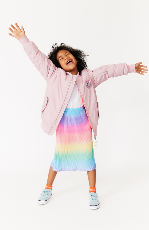 Little Chicken Girls' Sequin Lightning Bolt Bomber Jacket In Light Pink