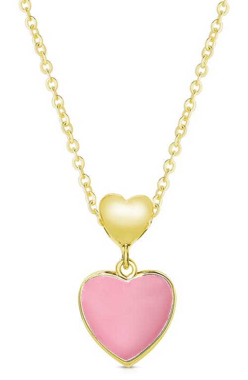 Shop Lily Nily Kids' Heart Pendant Necklace & Stud Earrings In Pink