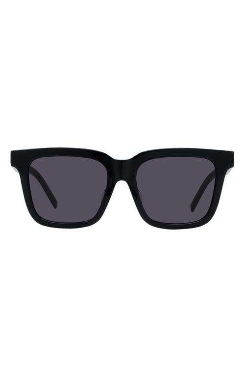 Givenchy GV Day 53mm Rectangular Sunglasses in Shiny Black /Smoke at Nordstrom