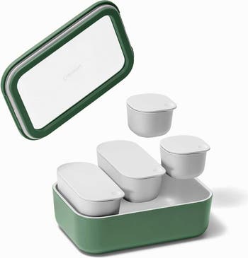 Caraway Glass Food Storage Set, 14 Pieces - Ceramic Coated Food Containers  - Easy to Store, Non Toxic Lunch Box Containers with Glass Lids - Includes