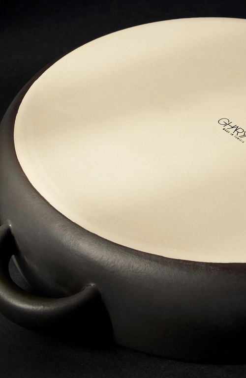 Gharyan Stoneware Large Serving Plate With Handles In Black
