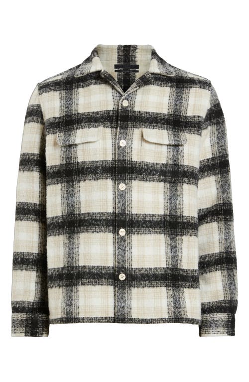 Shop Allsaints Lapse Plaid Fleece Overshirt In Black/grey