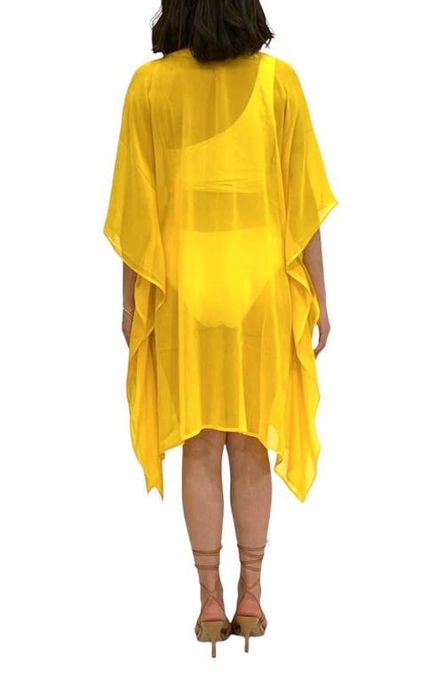 Shop Ranee's Ranees Sequin Embellished Slit Poncho In White/yellow