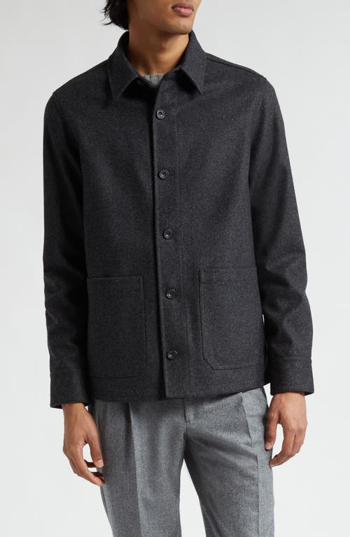 Thom Sweeney Wool Flannel Chore Jacket Charcoal at Nordstrom,