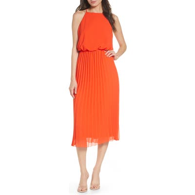 Sam Edelman Pleat Skirt Chiffon Midi Dress, Pink