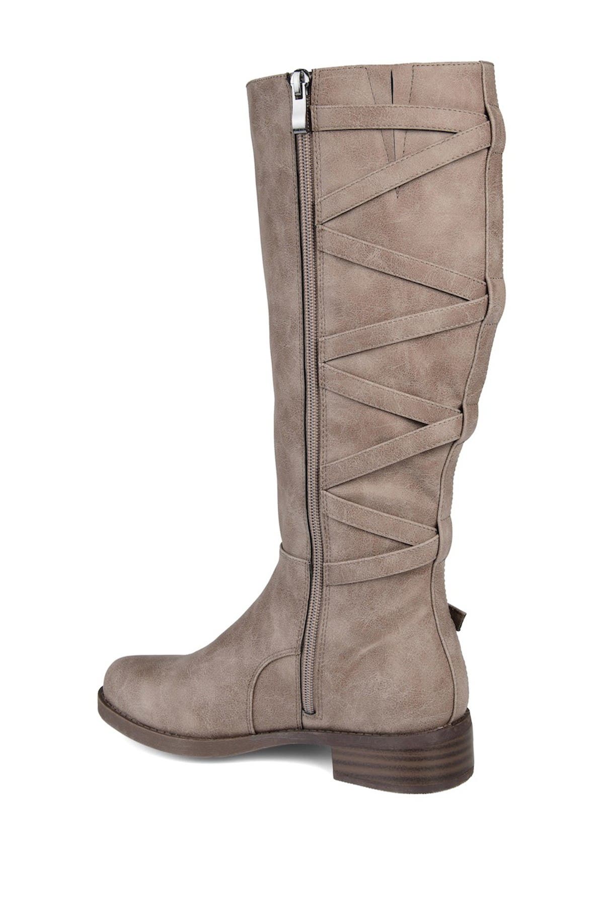 Journee Collection Carly Lace Back Tall Boot In Medium Beige