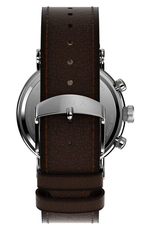 Timex ® Waterbury Standard Chronograph Leather Strap Watch, 43mm In Brown
