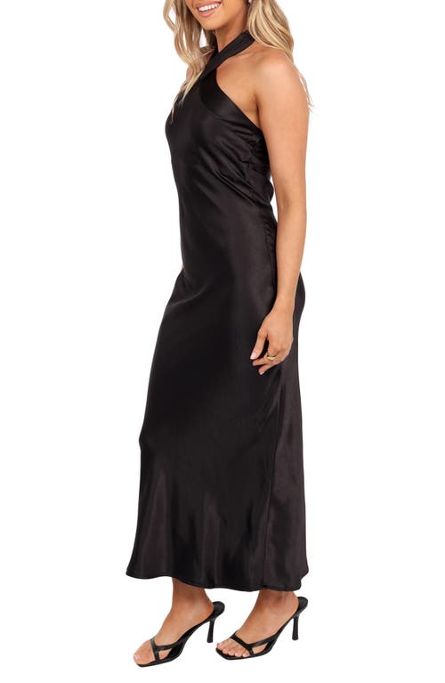 Petal And Pup Petal & Pup Grasie Halter Satin Maxi Dress In Black