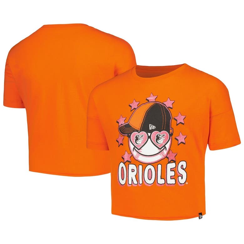 New Era Girls Baltimore Orioles Orange Dipdye V-Neck T-Shirt