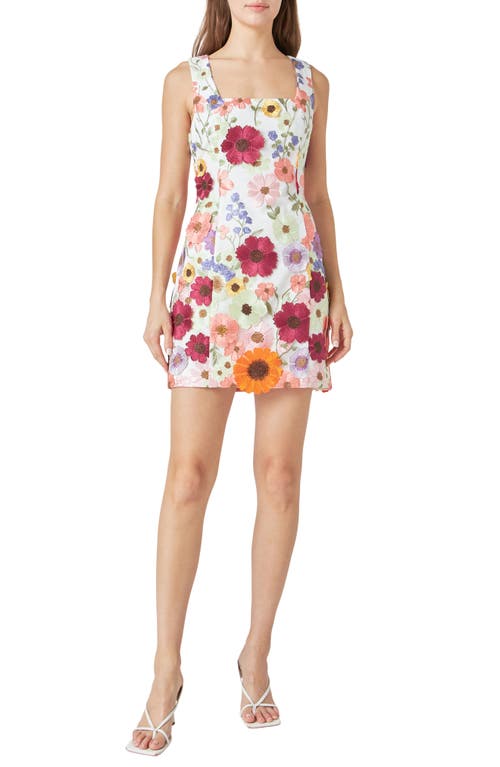 Endless Rose Floral Embroidered Minidress White at Nordstrom,