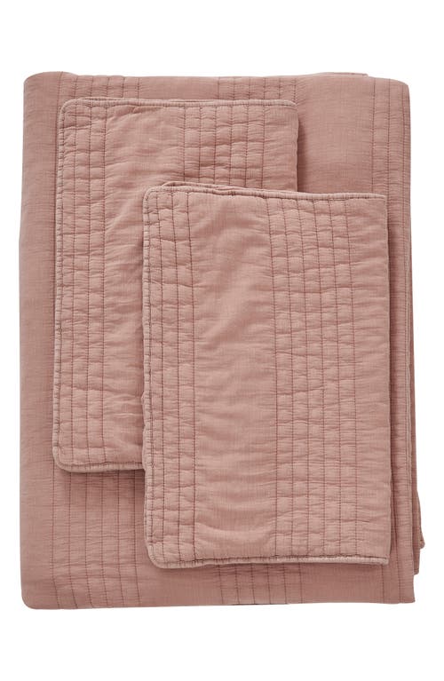 Melange Home Stone Washed Quilt & Sham Set In Dusty Pink
