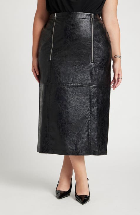 Faux leather midi skirt size 18 best sale