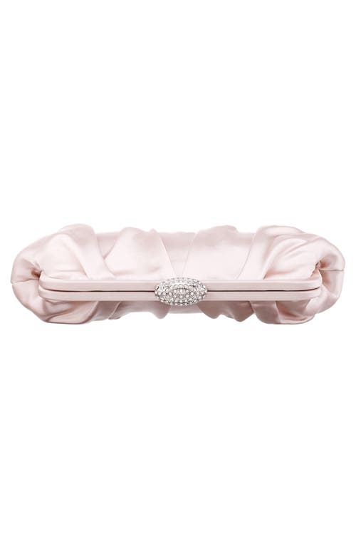 Nina Concord Pleated Satin Frame Clutch In Pearl Rose