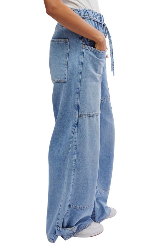 Shop Free People Curvy Outlaw Wide Leg Cargo Jeans In Drizzle