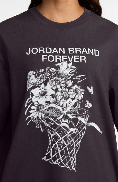 Shop Jordan Oversize Floral Graphic T-shirt In Off Noir