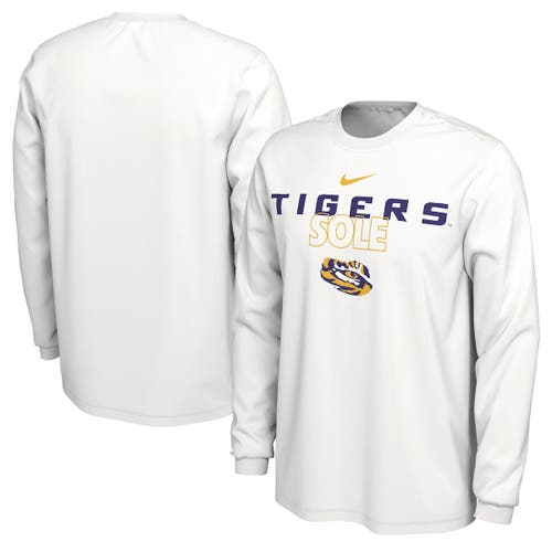 Nike White LSU Tigers 2023 On Court Bench Long Sleeve T-Shirt