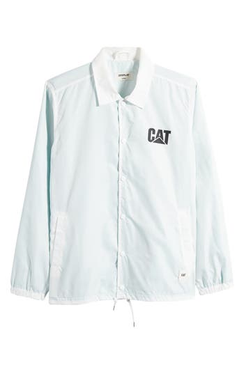 Cat Wwr Cotton Snap-up Graphic Coach's Jacket In Yellow