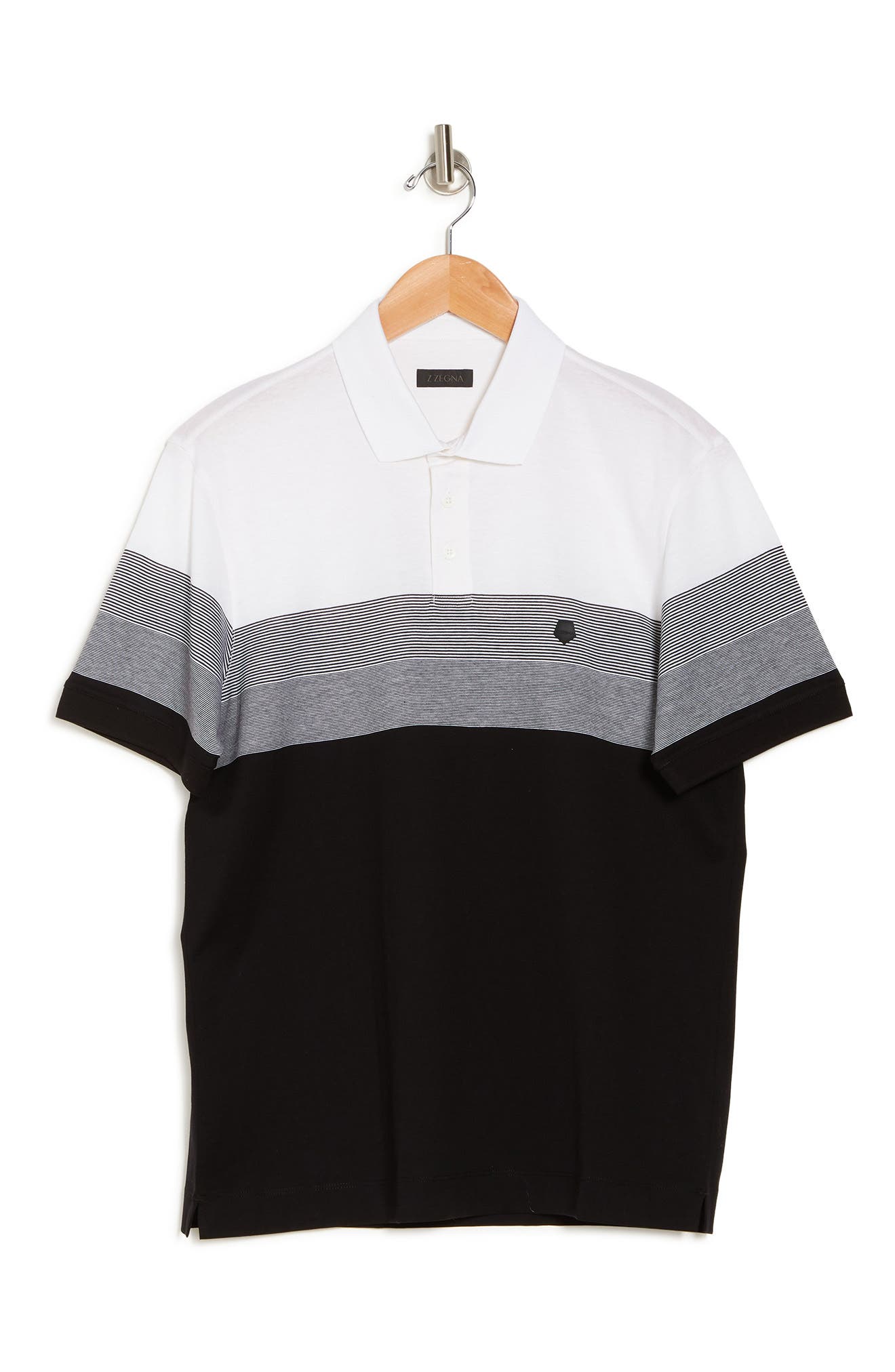 Ermenegildo Zegna Stripe Polo In White/grey/black