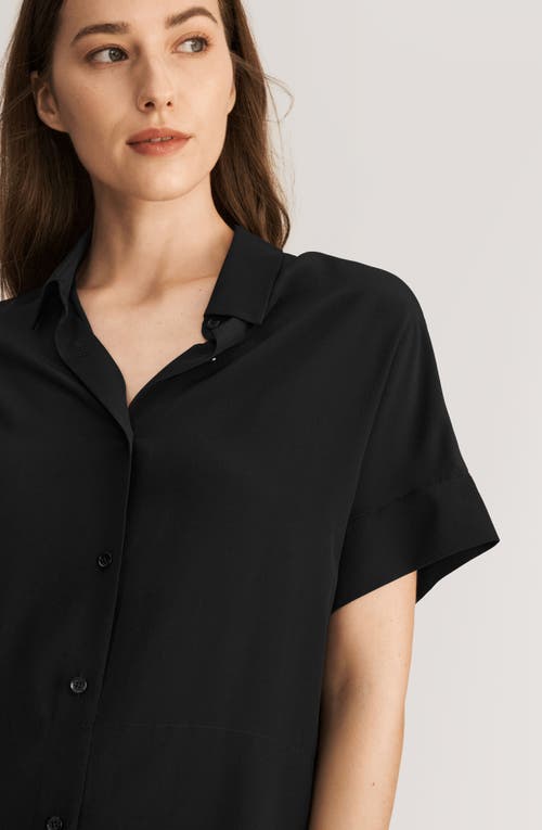 Shop Lilysilk Casual Short Sleeves Loose Silk Shirt In Black