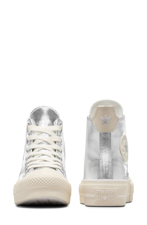 Converse Chuck Taylor® All Star® Lift Metallic High Top Platform Sneaker In Pure Silver/ Natural Ivory
