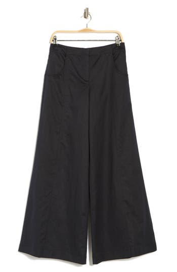 Twp Demie Cotton-linen Mid-rise Wide-leg Pants In Midnight