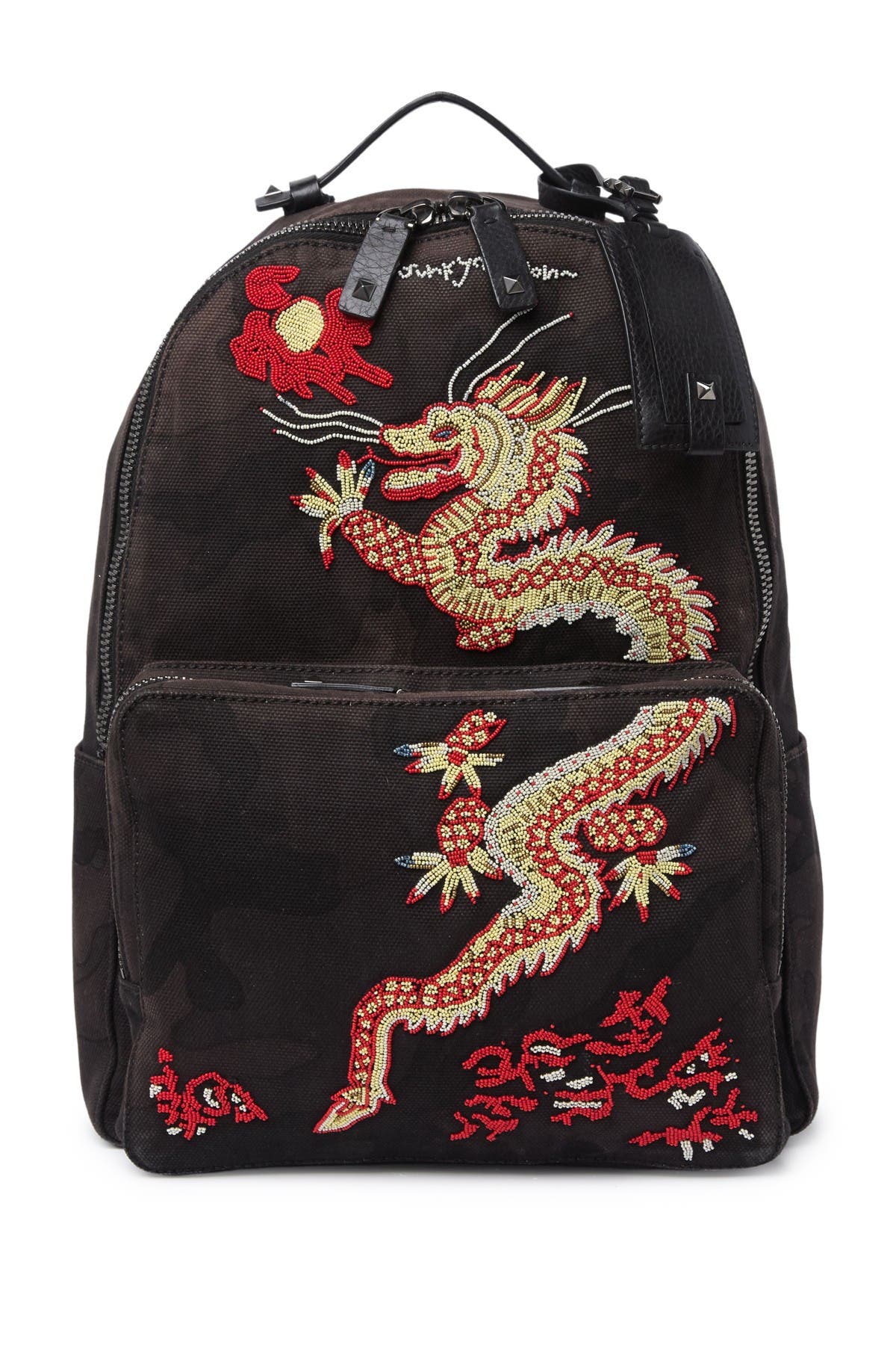 Valentino Garavani Dragon Embellished Backpack In Nero
