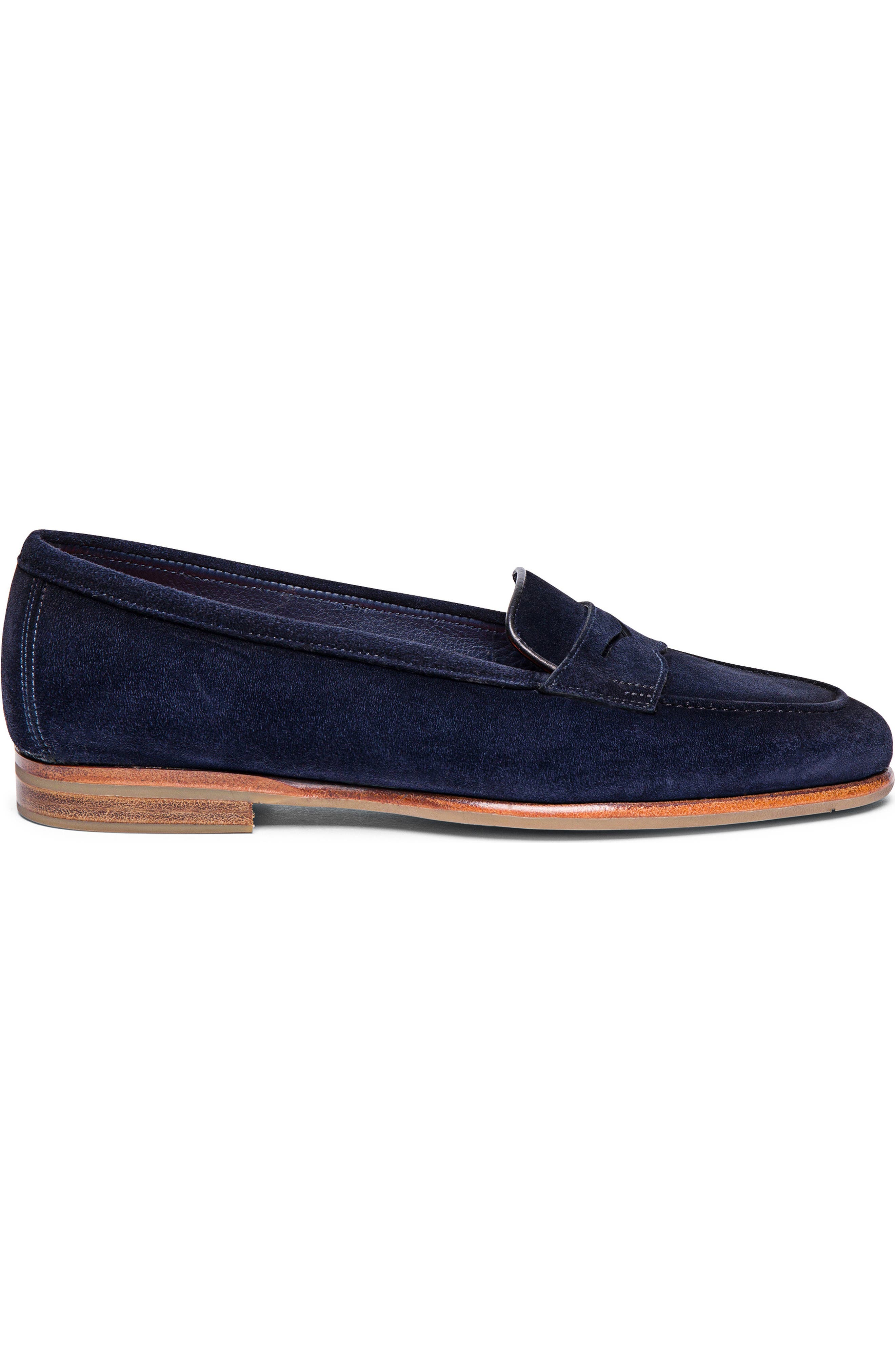 Santoni Women's Carla Navy Suede Loafer 