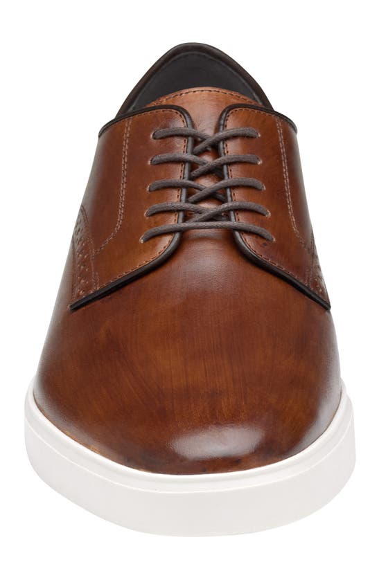 Shop Johnston & Murphy Brody Plain Toe Derby In Brown Hand-stained Full Grain