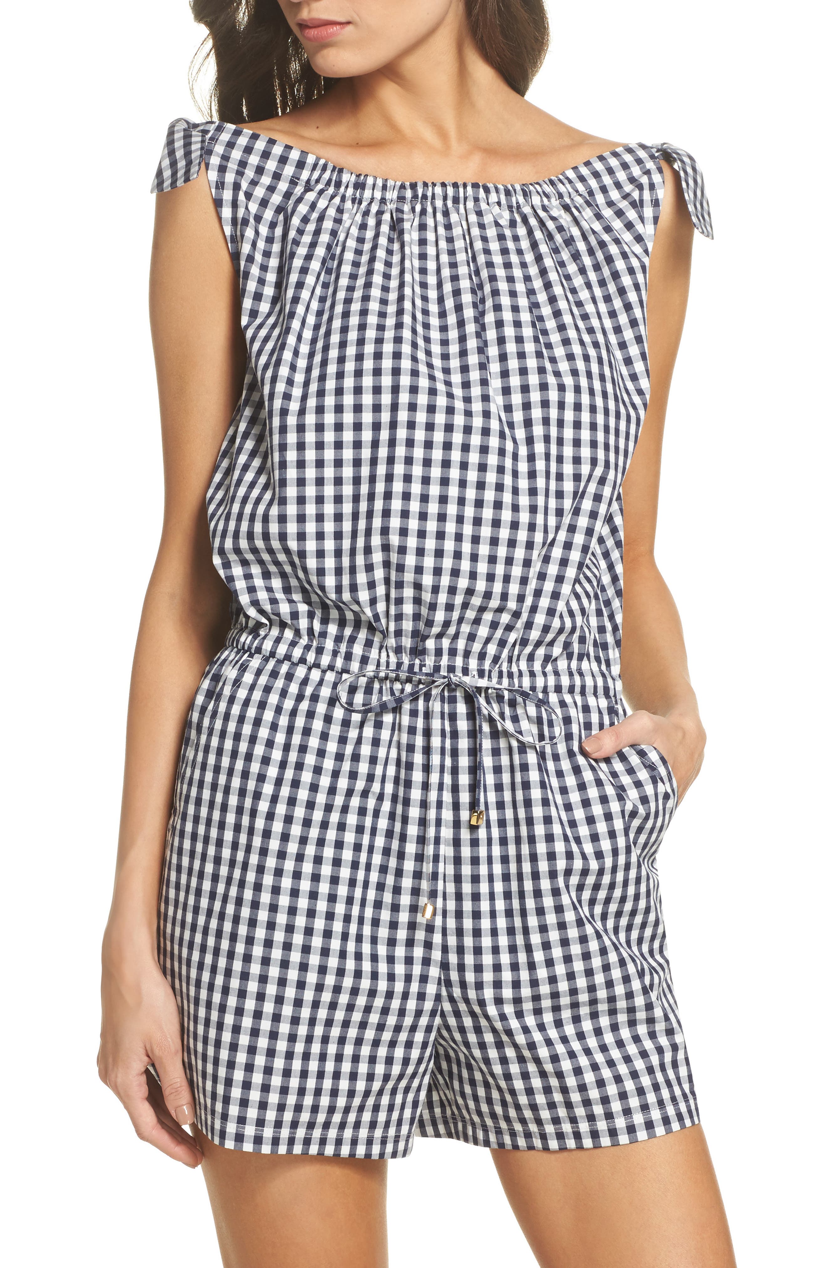 Tory Burch Gingham Check Romper Nordstrom